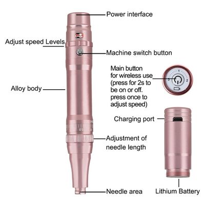 محبوب ترین دستگاه تاتو بدون سیم طول 136 * 20mm میکروبلاژینگ دستگاه PMU بی سیم برای ابرو مو ضربه ابرو تامین کننده