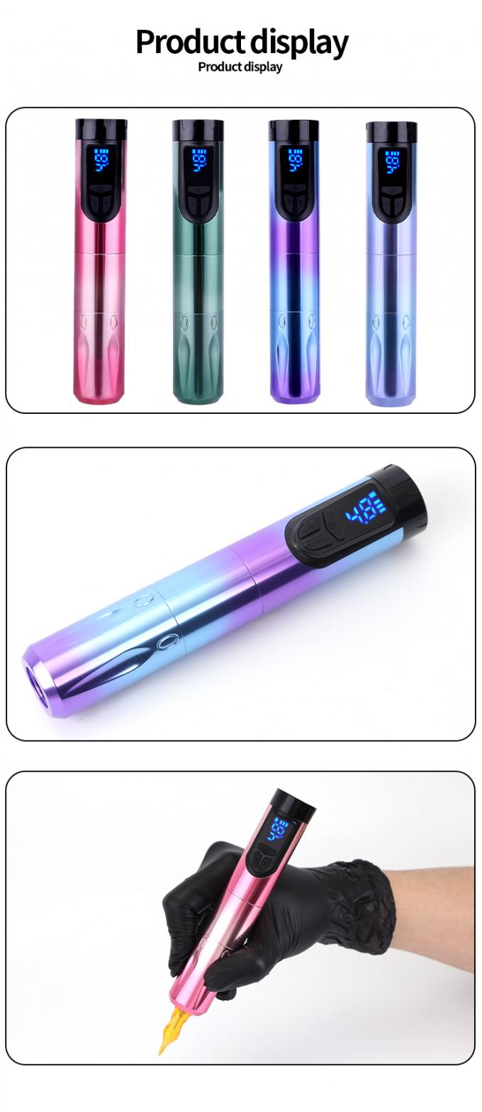 دستگاه خالکوبی بی سیم با صفحه نمایش LCD و باتری قابل تعویض 7