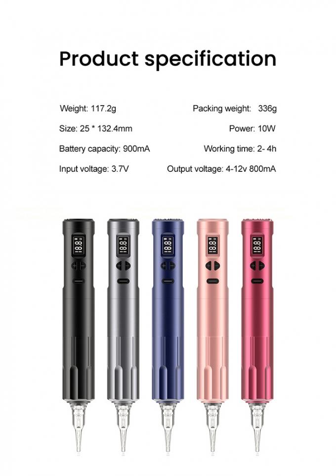 دستگاه خالکوبی 10 وات بدون سیم درموگراف دستگاه آرکیای دائمی کانکتور دستگاه بدن طول 24*132.4 میلی متر 8