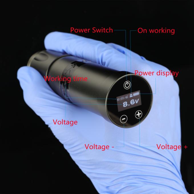 فولاد ضد زنگ 1800mAh NARW دستگاه خالکوبی بی سیم 1-OLED صفحه نمایش صفحه لمسی باتری تلوار خالکوبی روتاری قلم خالکوبی با قدرت RCA 2