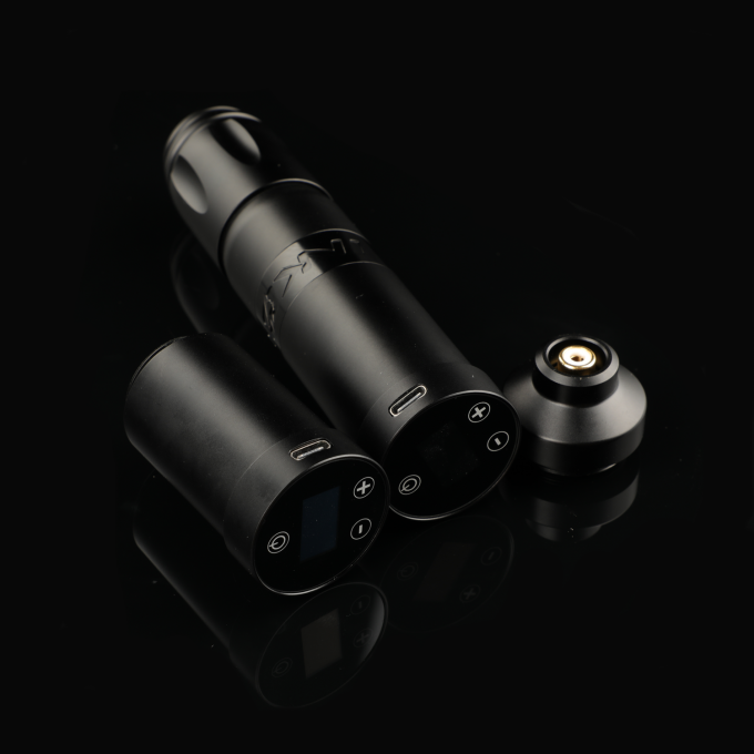 فولاد ضد زنگ 1800mAh NARW دستگاه خالکوبی بی سیم 1-OLED صفحه نمایش صفحه لمسی باتری تلوار خالکوبی روتاری قلم خالکوبی با قدرت RCA 5