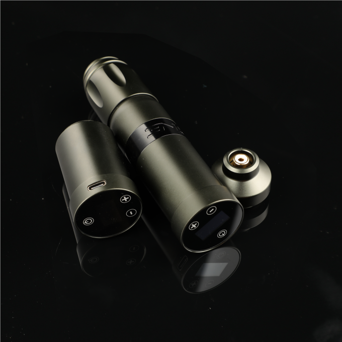 فولاد ضد زنگ 1800mAh NARW دستگاه خالکوبی بی سیم 1-OLED صفحه نمایش صفحه لمسی باتری تلوار خالکوبی روتاری قلم خالکوبی با قدرت RCA 7