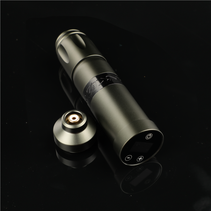 فولاد ضد زنگ 1800mAh NARW دستگاه خالکوبی بی سیم 1-OLED صفحه نمایش صفحه لمسی باتری تلوار خالکوبی روتاری قلم خالکوبی با قدرت RCA 8