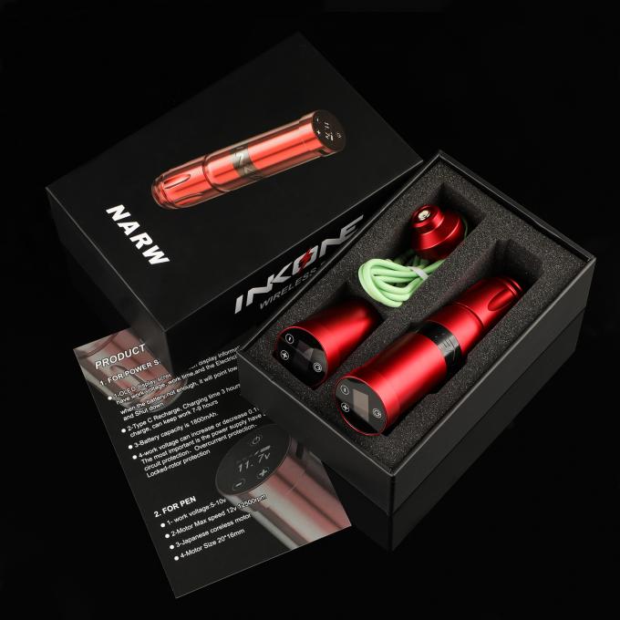 صفحه نمایش لمسی LCD دیجیتال برند INKONE NARW 1800mAh باتری قلم خالکوبی ماشین میکروپیگمنتاسیون ماشین خالکوبی بی سیم 16